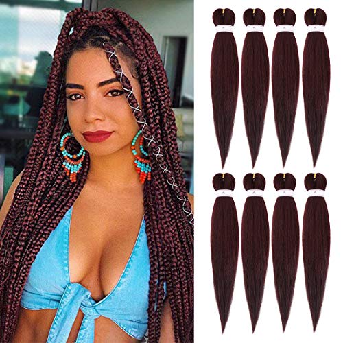 Beyond Beauty EZ Braid Pre Stretched Braiding Hair 8Packs-26inch Professional Yaki Texture Synthetic Hair(#1B)