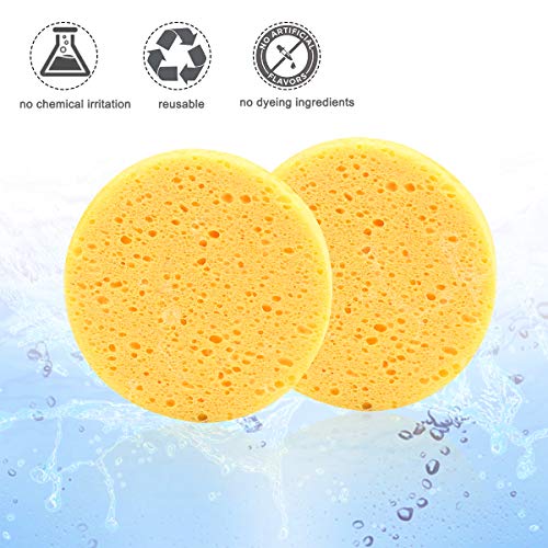 NATUCE 10PCS Cleansing Sponges for Face, Facial Sponges Cleansing Reusable Compressed Cellulose Face Sponge (Round, Yellow) (10Pcs)