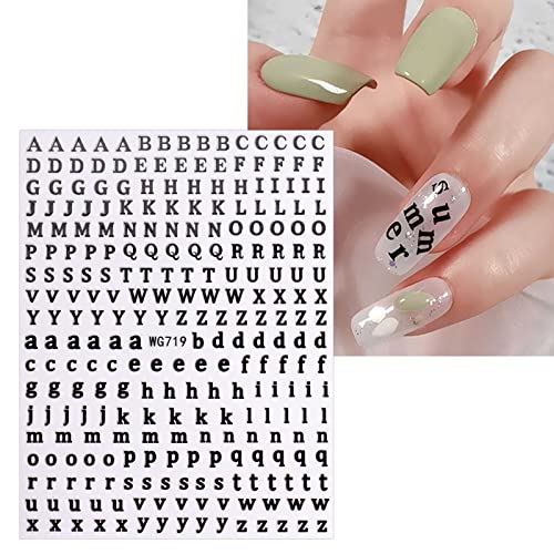 JMEOWIO 8 Sheets Glitter Letter Nail Art Stickers Decals Self-Adhesive English Alphabet Nail Supplies Nail Art Design Decoration Accessories