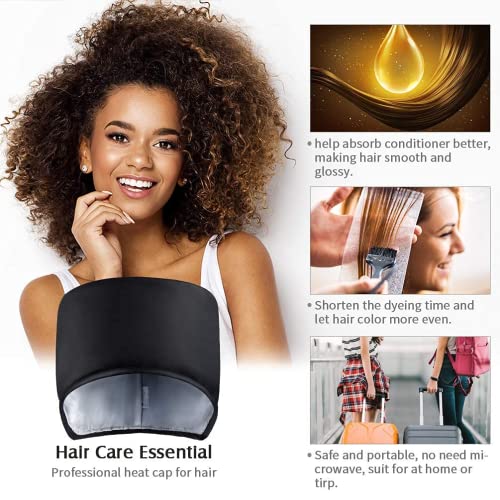 Hair Cap Treatment Steamer for Deep Conditioning - Thermal Hot Head Heat Hat Electric for Afro Hair Spa Care Home Use with 2 Mode/Black (UK Plug)