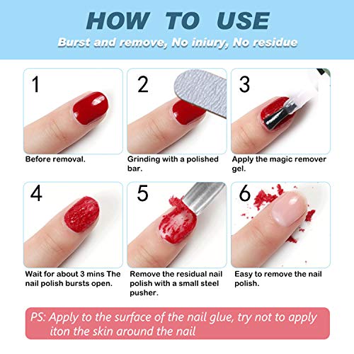 2 Pack Gel Nail Polish Remover, Gel Polish Remover in 3-5 Minutes Easily Removes Soak-Off Gel Nail Polish, Quick & Easy Soak Off Gel Polish No Ne