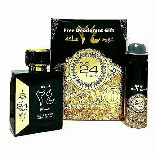 Oud 24 Hours 100 ML Arabian Perfume Spray Scent | Lemon, Fruity, Chocolate, Vanilla, Agarwood, Musk by aClickAway