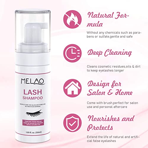 Eyelash Extension Cleanser Eyelash Extension Shampoo Lash Foam Shampoo for Extensions, Paraben & Sulfate Free