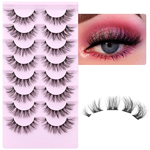 Ruairie Natural Lashes with Clear Band Fluffy Wispy False Lashes Natural Look 10 Pairs Fake Eyelashes Pack