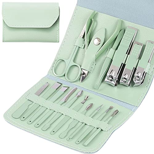 Nail Clipper Manicure Set, 7 In 1 Stainless Steel Professional Pedicure Kit Nail Scissors Grooming Kit with Black PU Leather Case for Travel & Ho