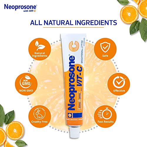 Neoprosone, Skin Lightening Cream | 1.7 fl oz / 50g | Fade Dark Spots on Face, Armpit, Elbows, Knees and Neck | with Vitamin C and Alpha Arbutin