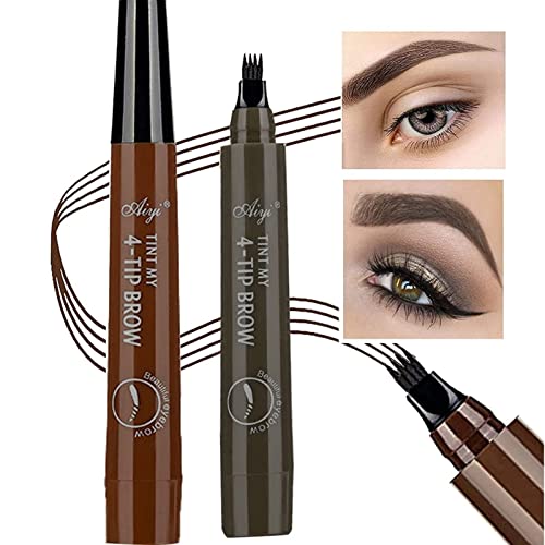 Eyebrow Pen,Eyebrow Pencil,Long-Lasting Eyebrow Tint,Brow Eye Brown Pencil with Fork Tip,Eyebrow Pencil Dark Brown,Brow Tint,Waterproof Eyebrow P