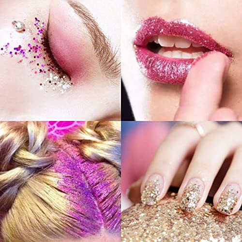DazSpirit 10pcs Chunky Glitter for Face, Body, and Hair, Glitter Festival Makeup Set - Safe for Body Hair Nail Eye Beauty Makeup Art Decorative f