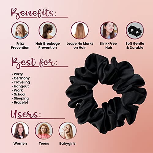 Dutch Orbitz Silk Scrunchies For Hair - 100% Mulberry Silk Hair Ties For Curly Hair - Silk Hair Scrunchies Prevent Hair Breakage - Soft, Stretchy