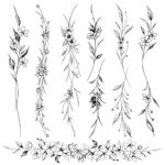 Leesgel Temporary Tattoos for Women, 12 Sheets Long Flowers Vine Leaves Plant Fake Tattoo Women Adults, Black Semi Permanent Personality Waist Ar