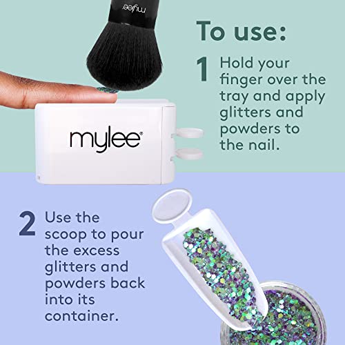 Mylee Glitter Catcher - Two-Tray Design, Apply Glitter, Dip & Acrylic Powder, Nail Dipping Powder Recycling Tool, Glitter and Dip Powders, Nail D