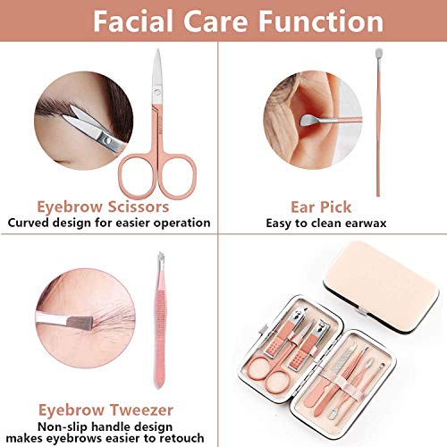 Nail Clipper Manicure Set, 7 In 1 Stainless Steel Professional Pedicure Kit Nail Scissors Grooming Kit with Black PU Leather Case for Travel & Ho