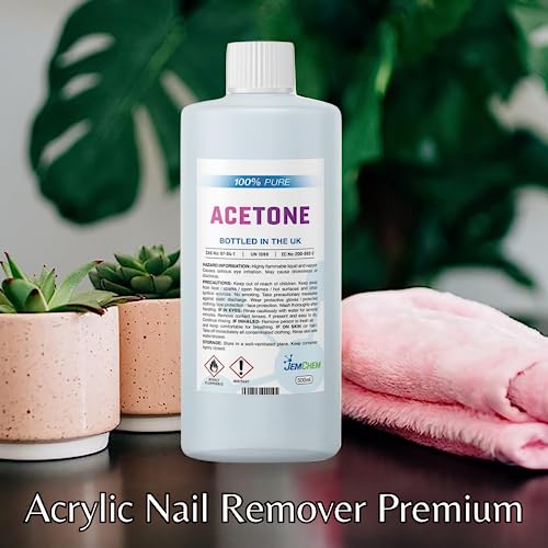 Acetone 500ml Acrylic Nail Remover Premium UV/LED Gel Nail Polish Remover