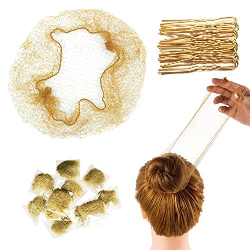Ballet Hair Net for Girls, Ballet Bun Net Brown Bun Net Invisible Hair Net for Child 50Pcs Ballet Net and 50Pcs Bobby Pins Hair Bun Accessories f