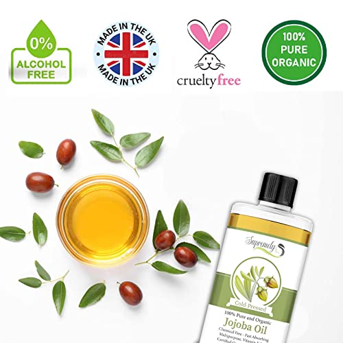 Golden Jojoba Oil 100% Pure & Natural Organic Cold Pressed Unrefined Hexane & Chemical Free Natural Carrier Oil for Face & Hair, Helps Fight Acne