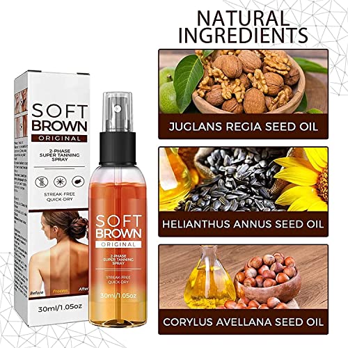 Soft Brown Tanning Spray,Tanning Spray for Out- Door Sun,Deep Sun Tanning Spray Oil, Packed with Ultra Moisturizing Oil, Tanning Spray with Bronz