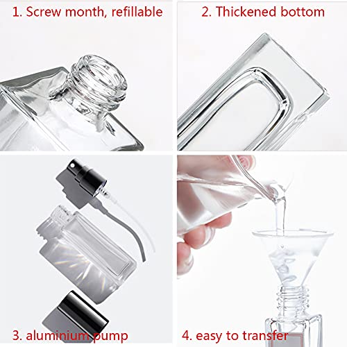 BasicPacking Pack of 6, Transparent 30 ml Portable Perfume Bottles Spray Perfume Atomizer Bottle with Gold Lids, Square Thickened Glass Perfume A