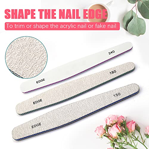 Professional Nail File Set Double Sided Grit 100/150/180/220/240/280/1000/4000 Buffer Emery Board Manicure Tools for Nail Grooming and Styling, A