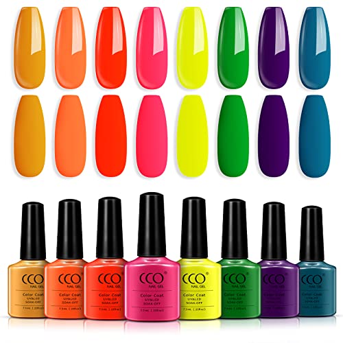 CCO Gel Base Coat and Top Coat Nail Polish- No Wipe Base and Top Coat Set LED UV Soak Off Nail Lamp for Home DIY & Nail Salon Varnish Long Lastin