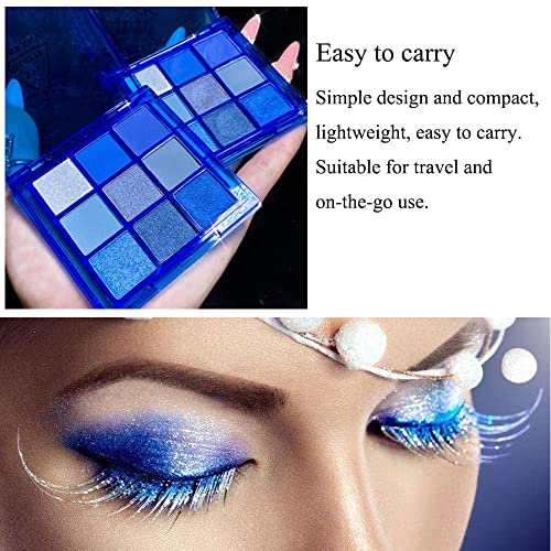 Blue Eyeshadow Palette, Glitter Eye shadow Makeup,Navy Blue Eyeshadow Shiny Sparkle Shimmer Waterproof Pallete,Royal Blue Glitter Eye Eyeshadow M