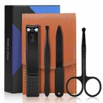 Manicure Set Men Travel Nail Clipper Kit - Mini Luxury Manicure 4 in 2 Manicure & 1 Nose Hair Scissors Stainless Steel Professional Pedicure Set