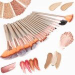 Makeup Brush Sets, 18pcs Premium Synthetic Bristles kabuki Foundation Brush Face Lip Eye for Base Makeup with Champagne Gold Professional Eyeshad