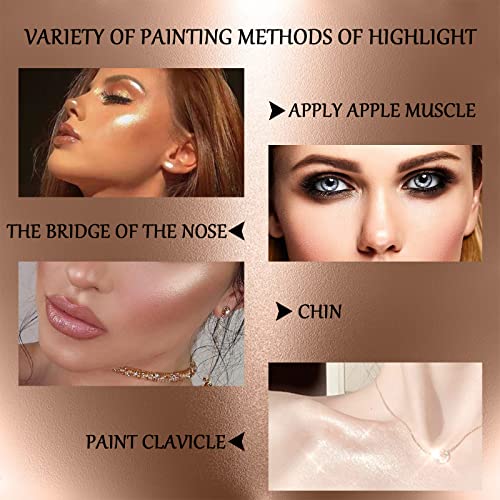 Powder Highlighters Makeup,Highly pigmented Powder Highlighter,Bronzer and Highlighter Palette,Highlighting Powder for a Radiant Finish,Silky and