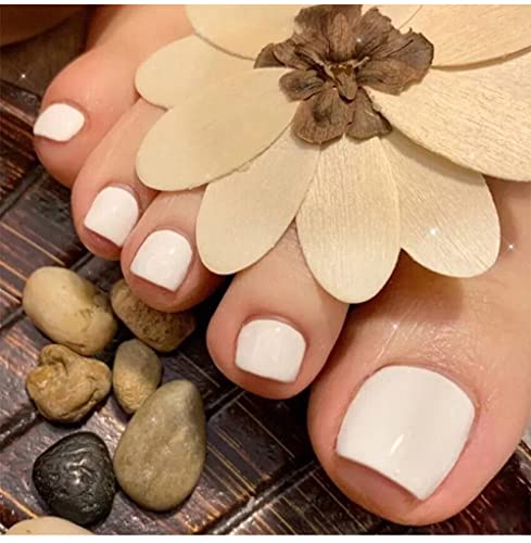 BSLVWG Pure Color False Toe Nails Short Glitter Metal Fake Toenail Full Cover Artificial Foot Nail Tips for Women and Girls(24Pcs) (01)