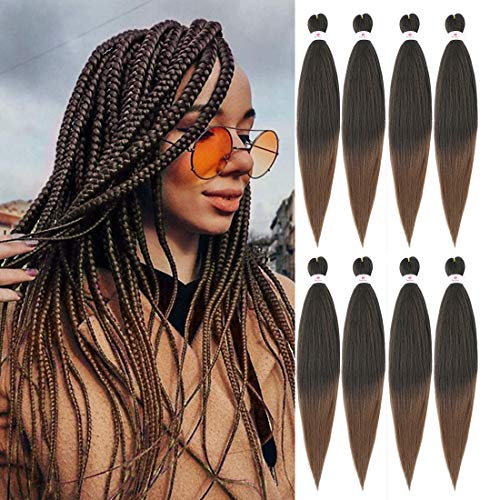 Beyond Beauty EZ Braid Pre Stretched Braiding Hair 8Packs-26inch Professional Yaki Texture Synthetic Hair(#1B)