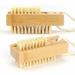 Beehug 2 Pieces Double-Sided Wooden Nail Brush Set, Eco-Friendly Hand & Foot Manicure/Pedicure Cleaning Tools, Durable Scrubbing Brushes for Home