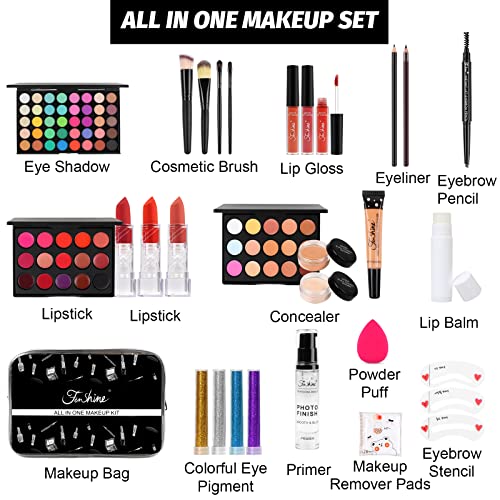 Fenshine All In One Makeup Kit Full Kit, Makeup Gift Set for Women Beginners, Makeup Essential Starter Bundle Include Eyeshadow Palette Lipstick
