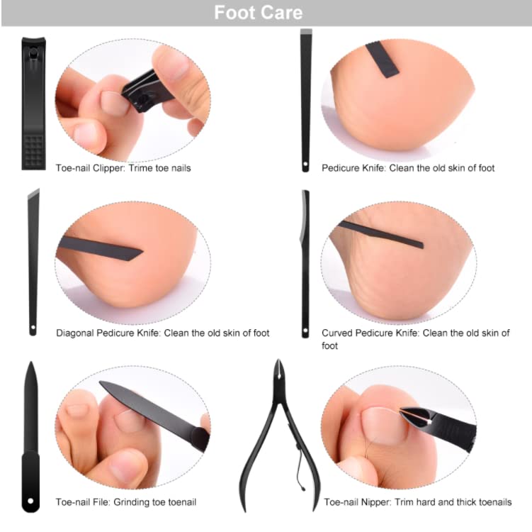 Groomarang 15pc Mens Manicure Kit - Stainless Steel Corrosion Resistant Nail Clipper Grooming Set