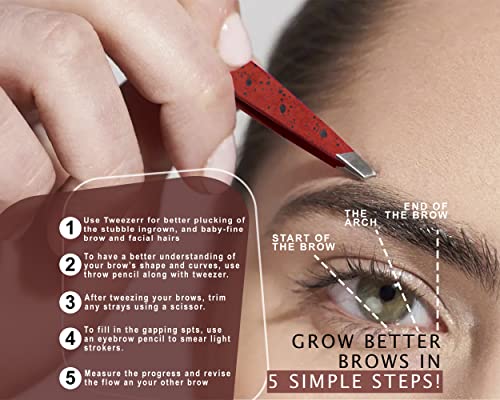 ME MAXEQUIP Tweezers for Facial Women and Men Professional Stainless Steel Eyebrow Tweezers Precision for Ingrown Hair Tweezers on Nose Ear