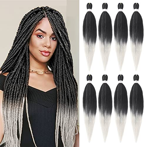 Beyond Beauty EZ Braid Pre Stretched Braiding Hair 8Packs-26inch Professional Yaki Texture Synthetic Hair(#1B)