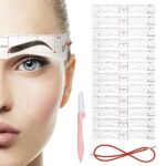 Eyebrow Stencils 12 Styles Eyebrow Shaper Kit,DIY Reusable Eyebrow Template with Head-Wear Strap and Eyebrow Razor for Women Makeup