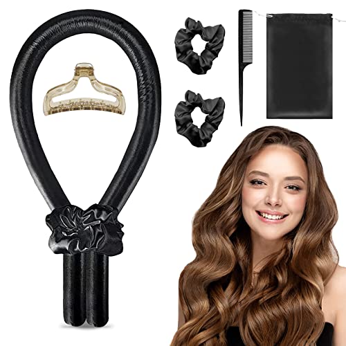 Heatless Curling Rod Headband, Heatless Hair Curling Set with Hair Clips, Scrunchie, Combs and Silk Storage Bag, Hair Curlers Lazy DIY Hair Styli