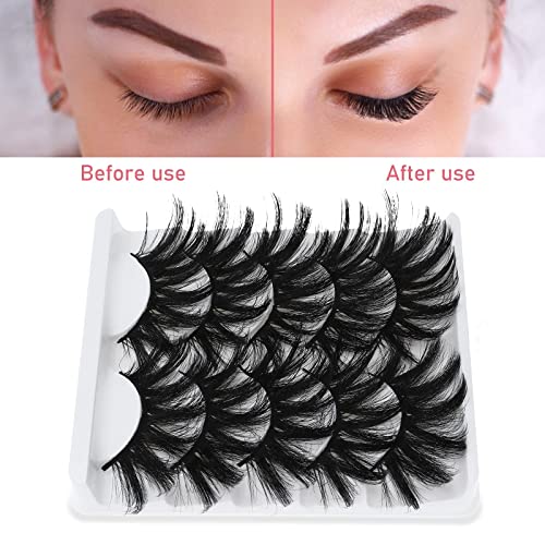 Molain Multi-layered Lashes False Eyelashes Dramatic 25MM Faux Mink Lashes Pack 5 Pairs Wispy Long Thick Fluffy Strip Eye Lashes (style#26)