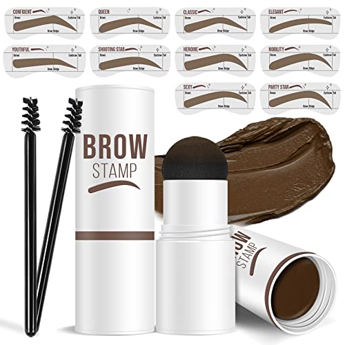 Cilrofelr Eyebrow Stamp and Stencil Kit, One Step Eyebrow Stamp and Shaping Kit with 10 Eyebrow Stencils, Brow Stamp Kit Blonde, Long Lasting, Wa