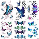 Butterflies Temporary Tattoos for women sexy 6 Pcs by Yesallwas,Waterproof long lasting Fake Tattoos Stickers for Arms Shoulders sexy body tattoo