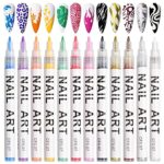 Pagezol 12 Color 3D Nail Art Painting Pens, Fine Tip Nail Polish Pens Nail Point Graffiti Dotting Pen Drawing Painting Liner Brush for Women Girl