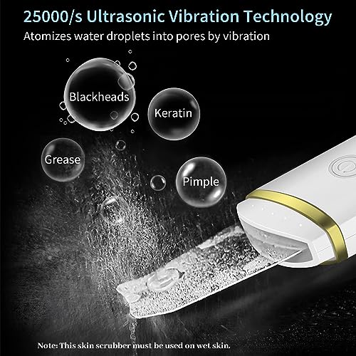 GUGUG Facial Skin Scrubber, Ultrasonic Skin Spatula Face Blackhead Remover Scraper with Four Modes for Deep Cleansing, Portable and Rechargeable