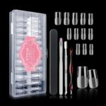 FITDON 240PCS Square Nail Tips, Clear Acrylic False Nail Tips Full Cover Artificial Fake Nails for Nail Salons and DIY Nail Art