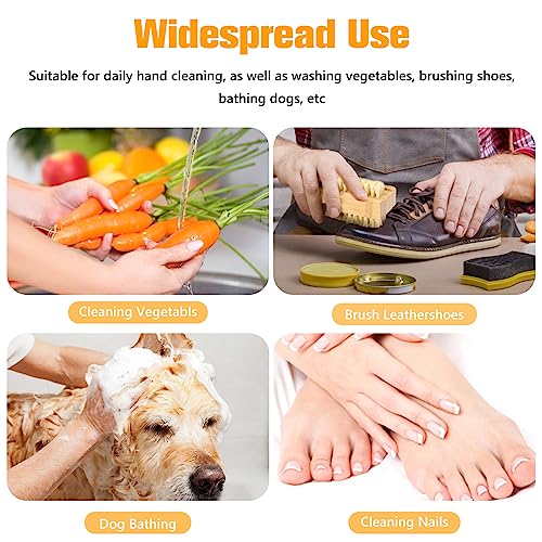 Beehug 2 Pieces Double-Sided Wooden Nail Brush Set, Eco-Friendly Hand & Foot Manicure/Pedicure Cleaning Tools, Durable Scrubbing Brushes for Home