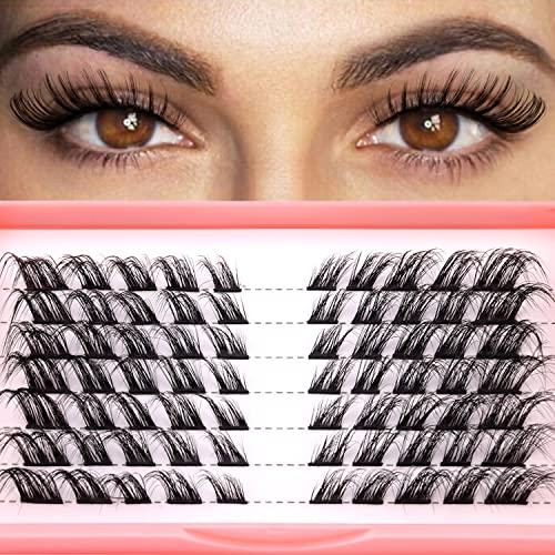 Lash Clusters DIY Eyelash Extensions 96pcs Cluster Lashes Wispy False Eyelashes C D Curl Individual Lashes Extensions 8-16MM Mega Fluffy Eyelash