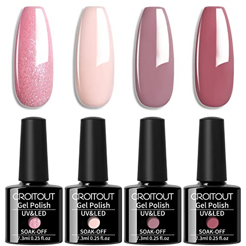 Croitout UV Gel Nail Polish Set, Shellac Nail Gel Polish Colours Set, Sock Off Gel Nail Polishes Set, Polish Gel Nail Kit for Home DIY Manicure N