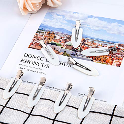 SAVITA 8Pcs No Bend Hair Clips, No Crease Curl Pin Clips Hair Clips Barrettes for Hair Styling, Face Washing, Makeup Application (White)