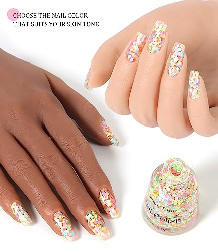 DouborQ Glitter nail polish Multicolor Translucent Long-lasting Sequins Nail Art Varnish