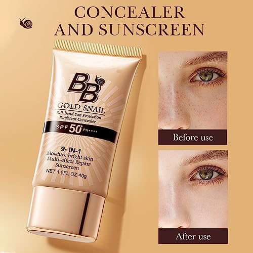 BB Cream Tinted Moisturizer with SPF,SPF50+ Gold Snail Sunscreen,Tinted Moisturizer Face Women Hydrating Moisturizing BB Cream tinted sunscreen f