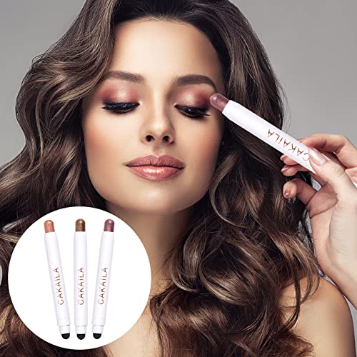 Beejoy 3 Pack Dual-Ended Eyeshadow Cream Stick Set, Bright Shimmer Cream to Powder Eye Shadow Pen, Waterproof & Long-Lasting, Makeup Essential fo