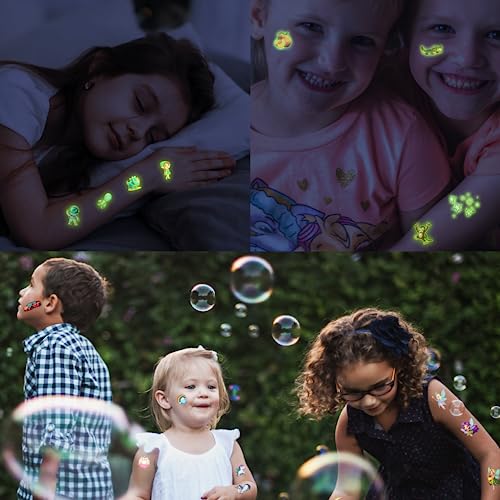 Beegoods (30 Sheets) 380 Unique Kids Tattoos, Temporary Tattoos for Kids, Glow in the Dark Tattoos Party Bag Fillers, Kids Tattoos for Girls or B